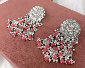 Boucles D'oreilles Clous Roses Indiennes/pakistanaises - En Laiton Pour Femme
