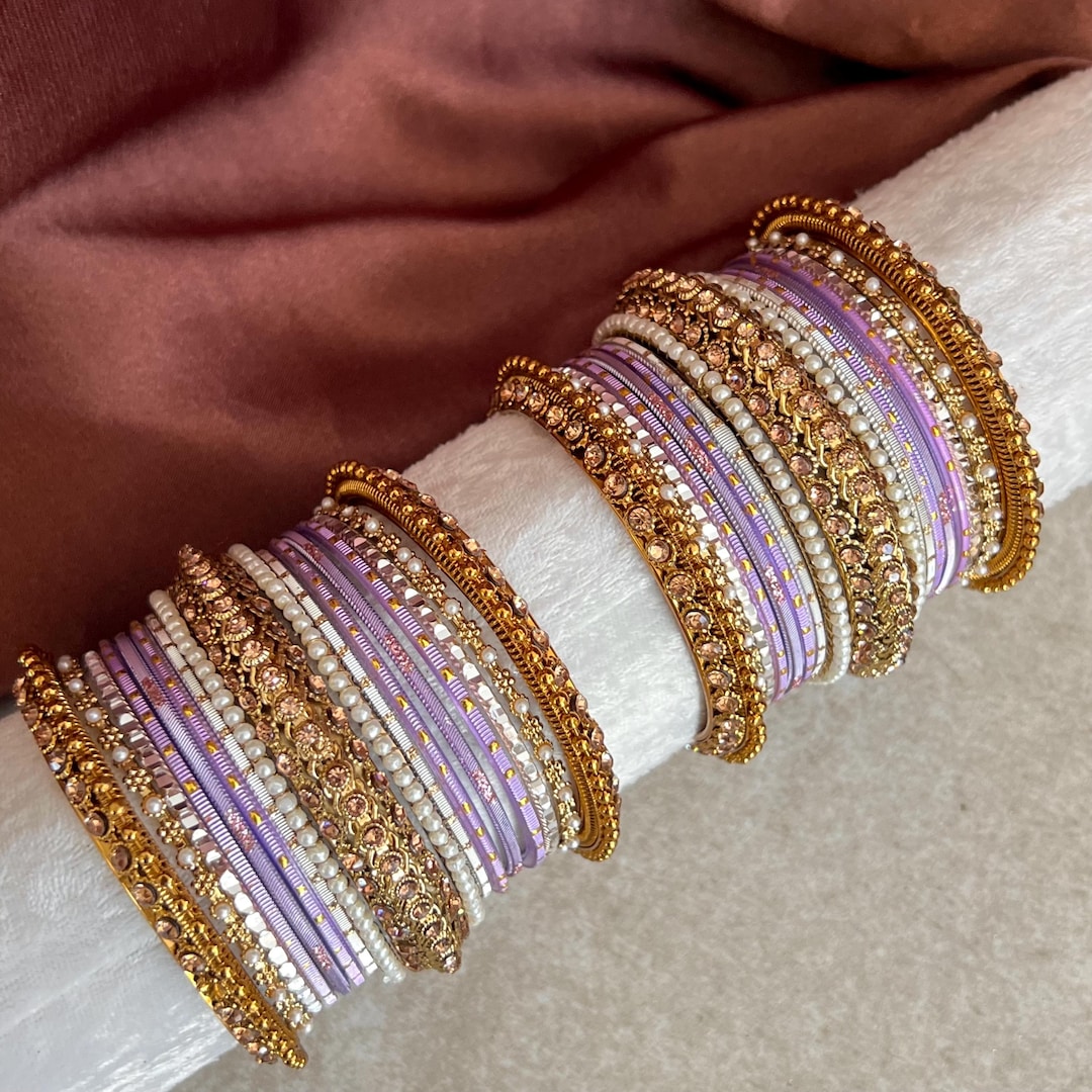 Small Lilac Bangle Set/indian/ Pakistani/jewelley/ Fashion