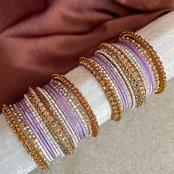 Small Lilac Bangle Set/indian/ Pakistani/jewelley/ Fashion