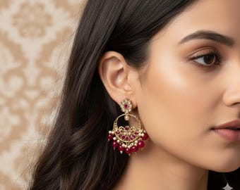 CHOOSE COLOUR Crystal Indian Earrings Indian Style Earring/ Pakistani Fashion/ Fashion Jewellery/ Gift for Women