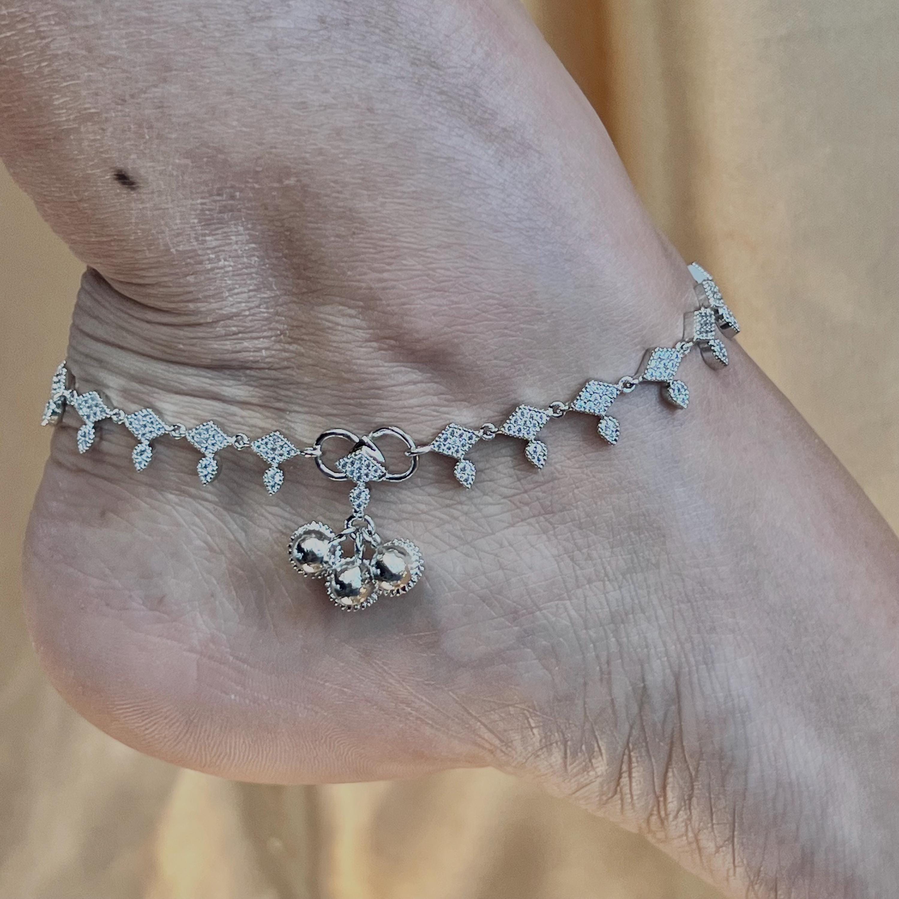 Bracelet De Cheville Argenté - 25 Cm - Style Bain Argent - Danse Du Ventre - Neuf