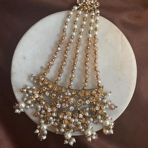 Gouden champagneparels jhumar/passa Indiase Pakistaanse bruiloft bruidssieraden/sieraden Desi etnische gelegenheid