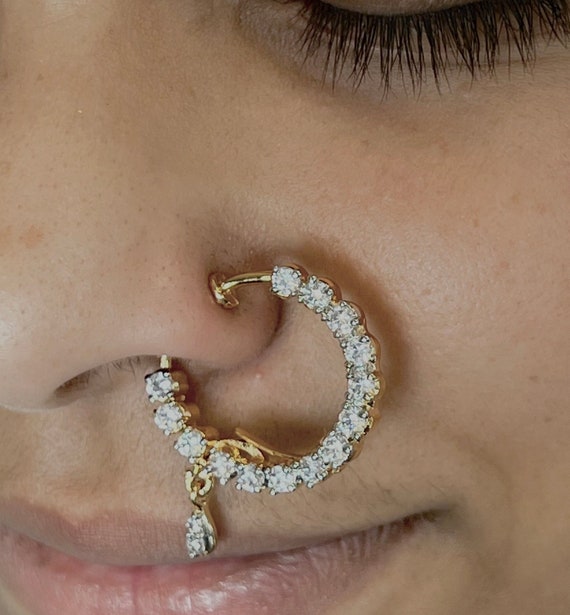 Medium Crystal Nose Ring Non Piericing Fashion Jewellery Gift for Women indian pakistani Style nath indian Nose Jewellery Etsy