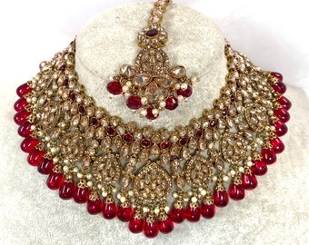 Maroon Bridal Necklace Set