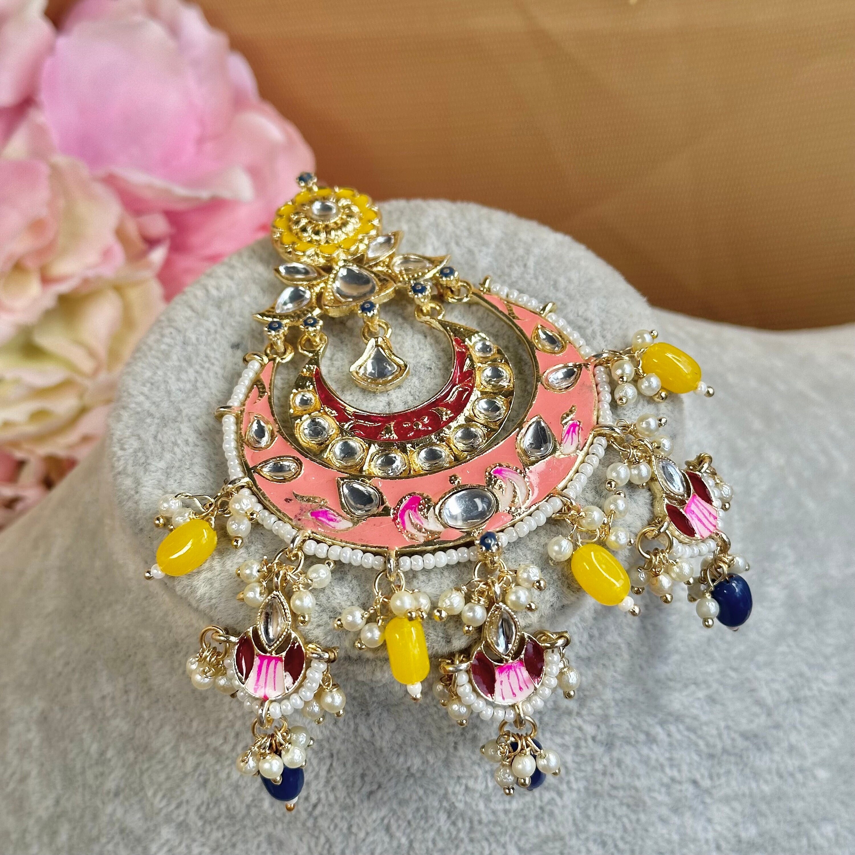 Meenakari/Faux Kundan Large Tikka - Multicolour/ Tikli/ Indian/ Pakistani Fashion Jewellery/Maang Tikkas