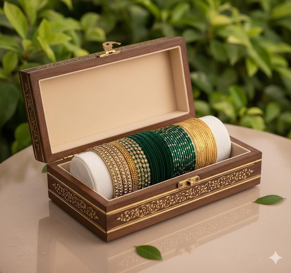 Bangle Roll Build Your Bangle Set - Green & Gold Velvet Bangle
