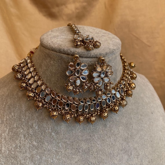 Aheli Gold Plated Kundan Choker & Earrings Set - Ethnic Traditional Jewelry Gift For Women (Alloy, 25cm) - View #4