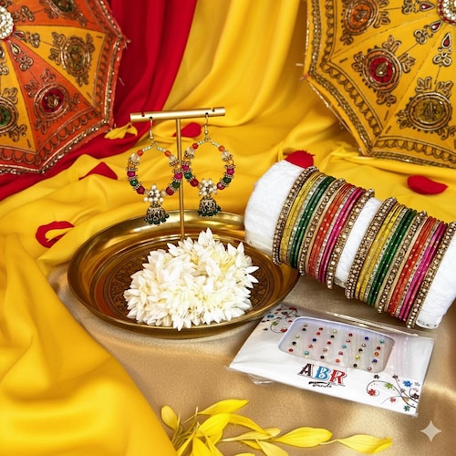 Multicolor Indian/pakistani Gift Box Set – Bangles, Jhumka
