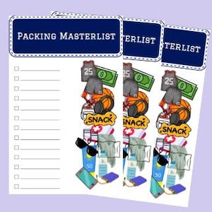 Packing List Printable | Travel Packing Checklist, Tournament Planner, Master Packing List, Digital Download PDF for Organized Travel