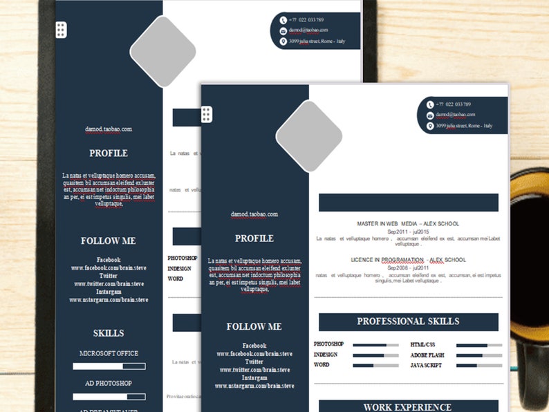Modern Resume Template for Word, Resume Template, Cover Letter ...