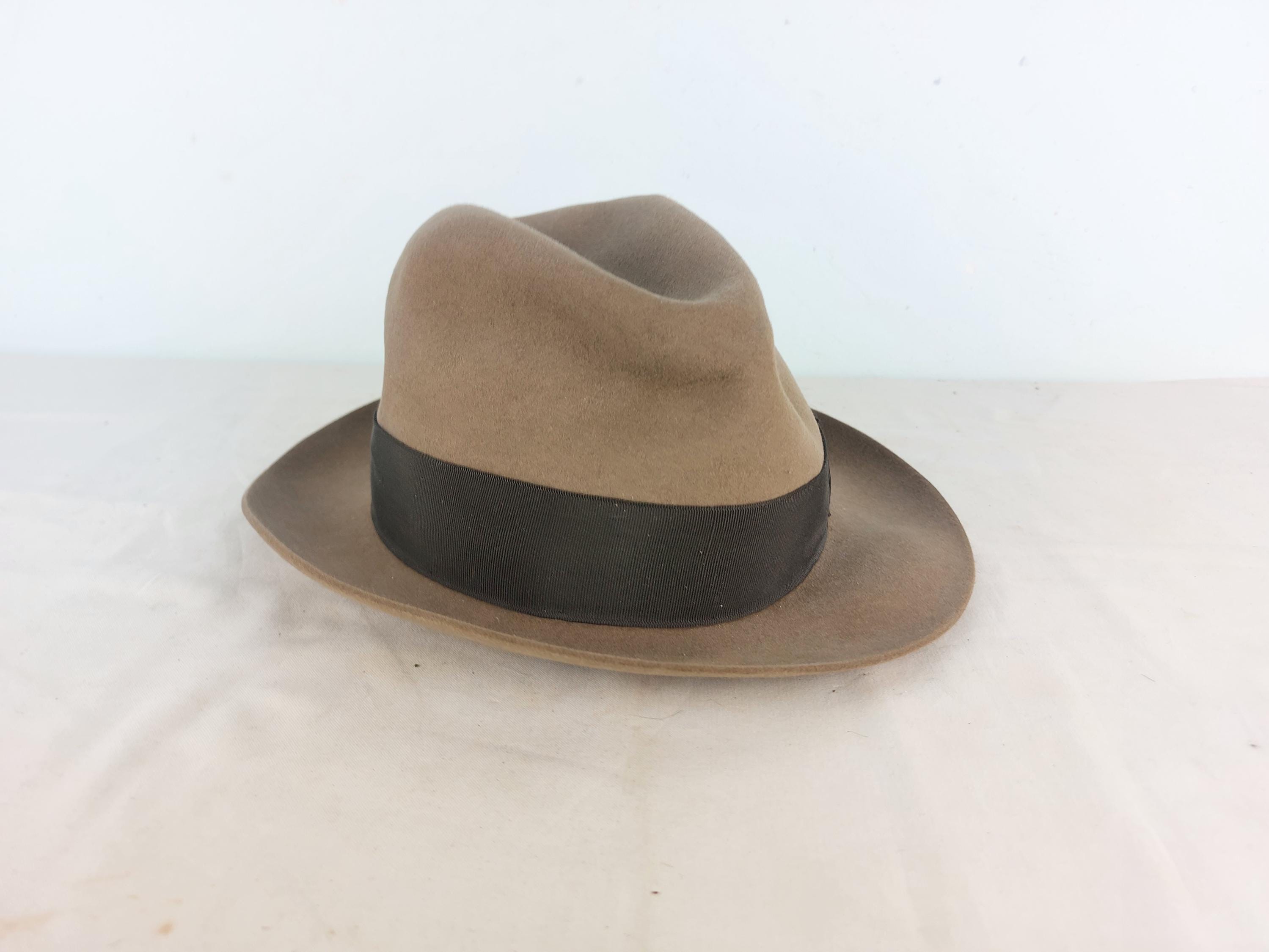 Chapeau De Cowboy Stetson Vintage 5X En Feutre De Castor Marron - Taille 7 3/8 - Avec Plumes Et Boîte