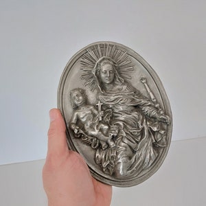 Madonna, Maria, Jesus, wall decor, christian, religion, made in germany, metal wall decor, art, art decor