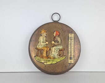 Vecchio, termometro vintage, prodotto in Francia, termometro, idea regalo, retrò, bello, ceramica, vetro meteorologico