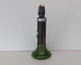 Flash lamp bottle, mirror lamp, funny bottle, ceramic bottle, vintage, rerto, collectable, unique, green , black