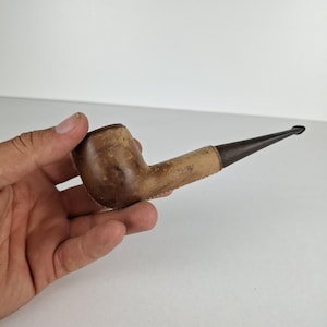 Vintage france pipe, leather wooden pipe, vintage pipe, old pipe, unique pipe, tobacco accessory