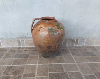 Primitive vase, primitive art, clay vase, large vase, brown vase, country decor, rustic decor, primitive decor, gift idea, handmade 11