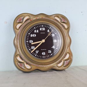 Vintage space age Staiger clock, brown ceramic clock, lava clock, wall clock, kitchen clock, modernist clock, made in germany 13