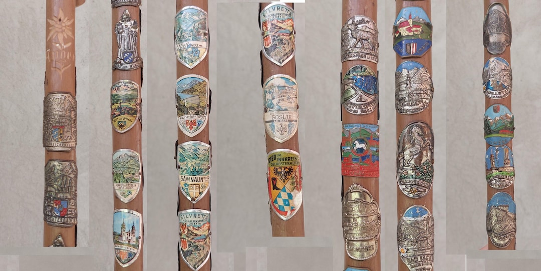 25 Emblem Cane, Vintage Walking Sticks, Retro Cane, Vintage Cane ...