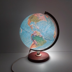 Große Vintage dänische Geographische Weltkarte, Schreibtisch Büro Mid Century Globe Terres, Vintage, Büro Dekor, Geschenkidee