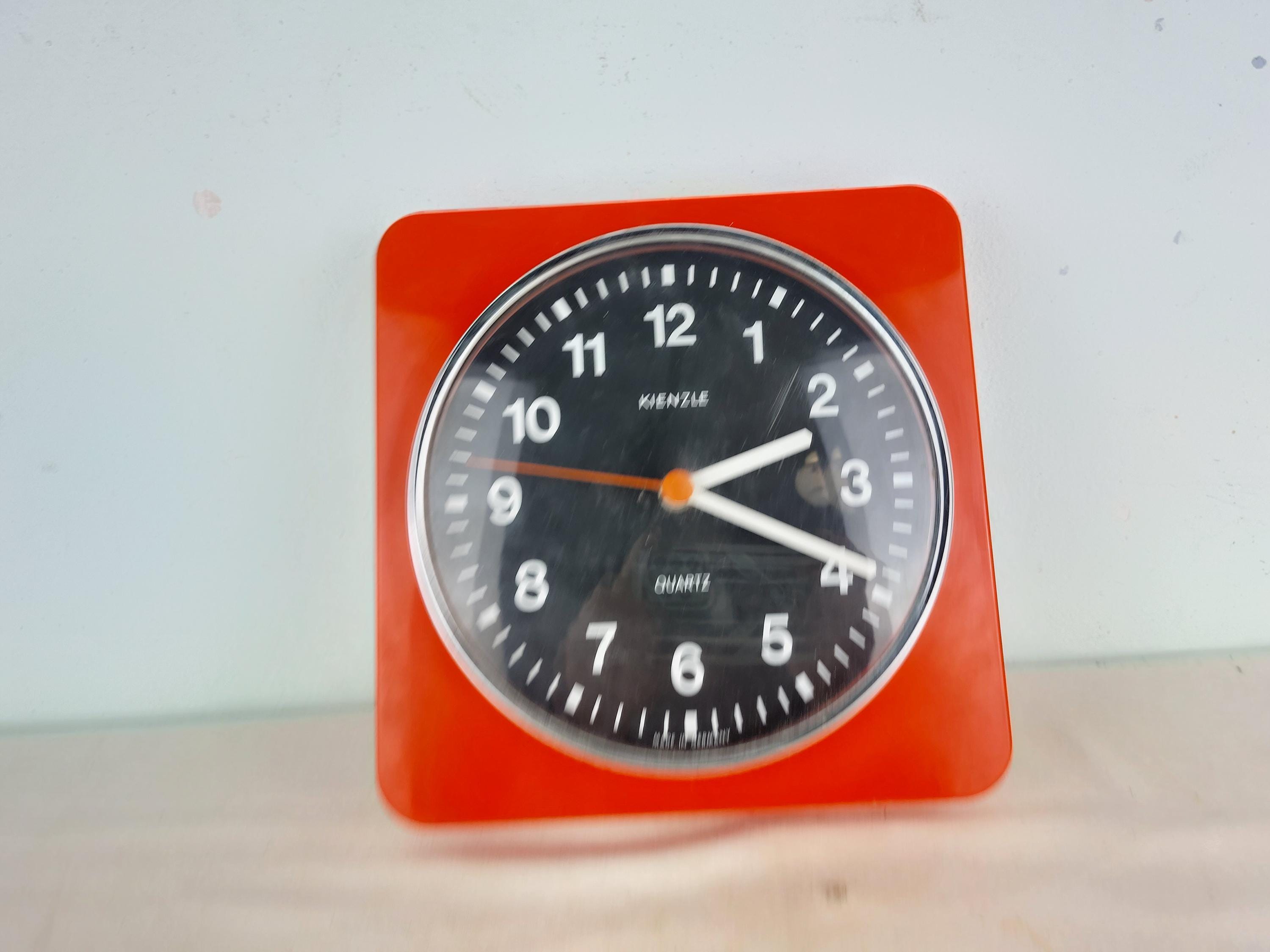 Kienzle Clock, Orange Clock, Plastic Clock, Wall Clock, Retro