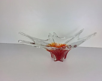 ラージXLヴィンテージレッドムラーノガラス「スプラッシュ」ボウル