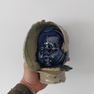 Baby face sculpture, boy sculpture, girl sculpture, ceramic sculpture, art, vintage, retro, home decor, collectable, unique art