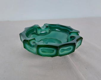 Malachite glass ashtray, Green modernist ashtray, unique ashtray, vintage ashtray, retro ashtray, old, vintage, glass, smoke accessory