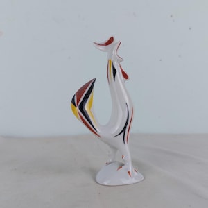 Art decor rooster, rooster porcelain, made in hungary, hollohaza porcelain, collectable, vintage, retro, beautiful porcelain