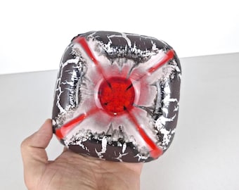 Vintage handgemachter Keramikaschenbecher, roter Aschenbecher, grauer Aschenbecher, Geschenkidee, Rauchzubehör, einzigartiger Aschenbecher