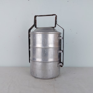 3er Set Vintage Lebensmittelbehälter aus Aluminium mit Deckel, Aluminium Camping Kochset, Lebensmittelbehälter mit Metallgriff, Vintage Küchengefäße