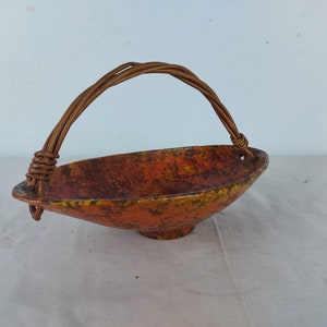 Small ceramic basket, small bowl, orange basket, key basket, made in hungary, hungary art, ceramic, hungary ceramic art
