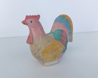 Chicken sculpture, wooden chicken sculpture, old, vintage, retro, gift, idea, colorful chicken, chicken art, art, unique