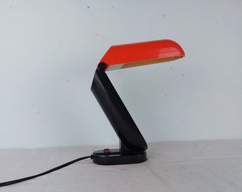 Red desk lamp, vintage lamp, modernist lamp, retro style lamp, home decor, cool lamp, table lamp, office lamp