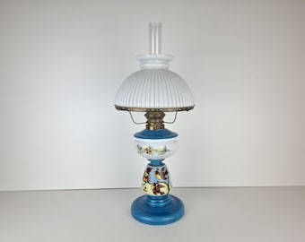 Vintage blaue Öllampe, schöne Lampe, Wohnkultur, Geschenkidee