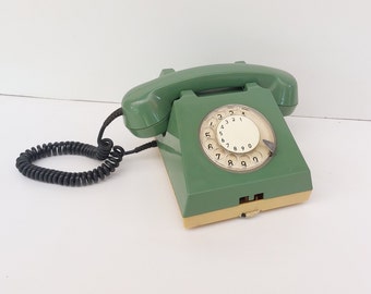 Rotary phone, desk phone, green phone, vintage phone, retro phone, cool, unique, retro, vintage, gift, gift idea, home decor, office decor