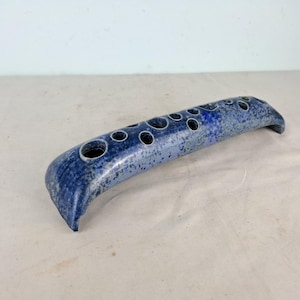 Ceramic vase, unique long ceramic vase, ikebana vase, modernist vase, vintage vase, blue ikebana vase, retro vase, germany vase
