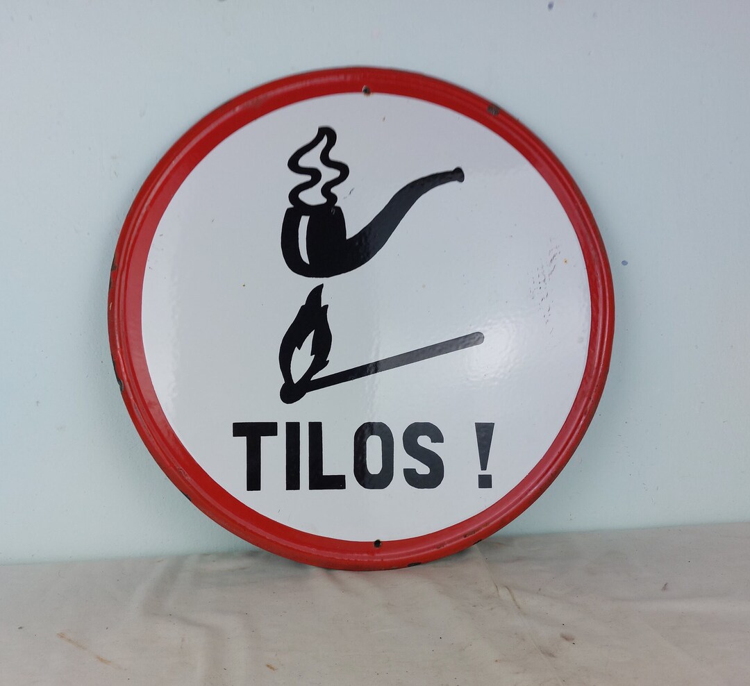 Fire Hazard, No Smoking, Vintage Enamel Sign, Flammable, Labor Safety