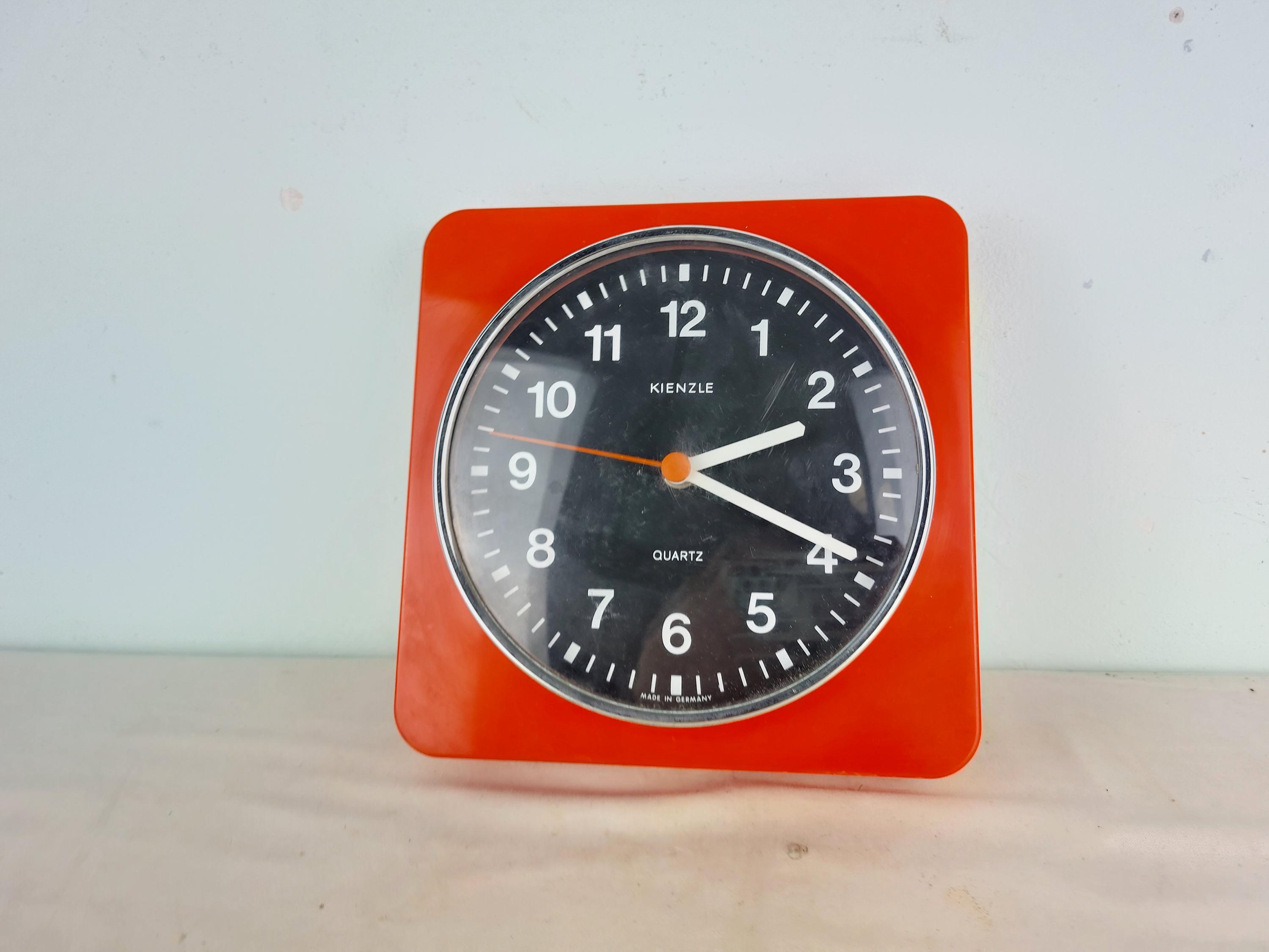 26062304 KIENZLE 大時計　335×670×1920mm Kienzle Clock, Orange Clock, Plastic Clock, Wall Clock, Retro