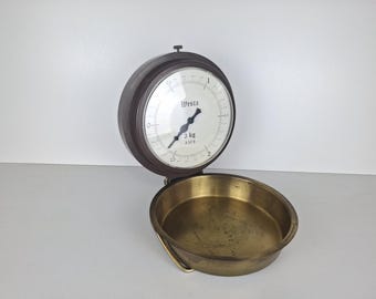Wall kitchen scale, working scale, shabby kitchen decor, kitchen decor, vintage, retro, old, cool, 3kg, brown color
