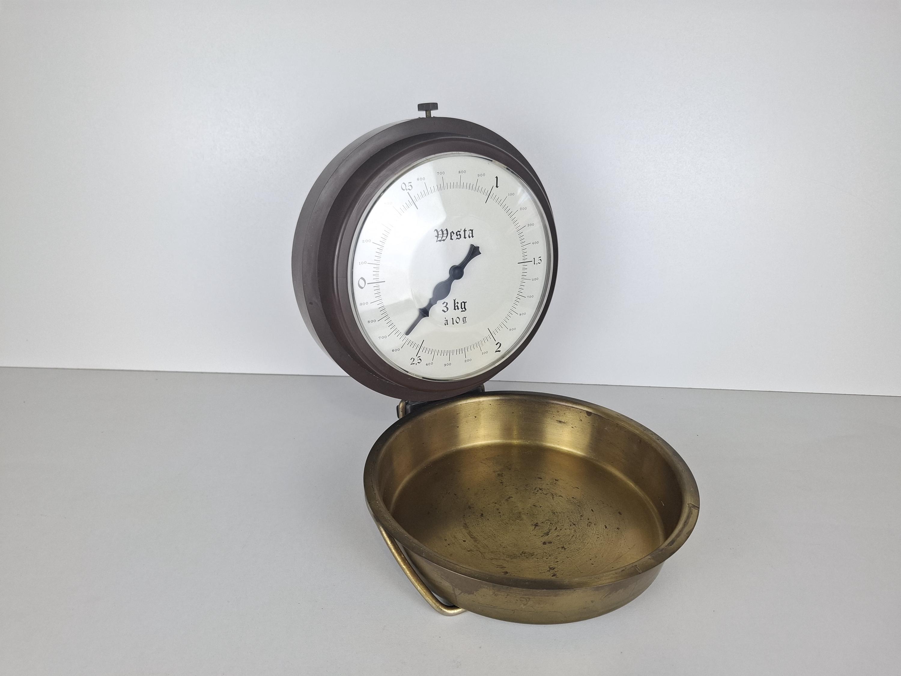 Wall kitchen scale, working scale, shabby kitchen decor, kitchen decor, vintage, retro, old, cool, 3kg, brown color