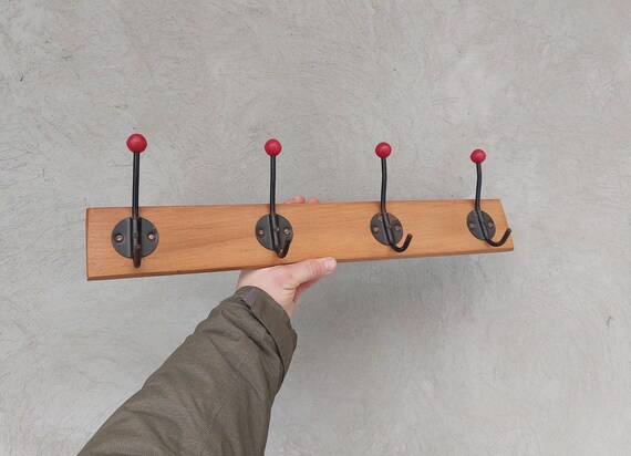 Coat Rack Vintage Coat Rack Old Cool Home Decor Soviet Style Europe Style Red Button Wooden Wall Coat Rack Etsy