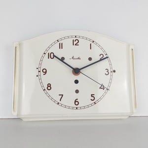 Orologio art deco, orologio Mauthe, orologio tedesco, orologio da parete, orologio bianco, orologio da cucina, regalo, idea regalo, da collezione 19