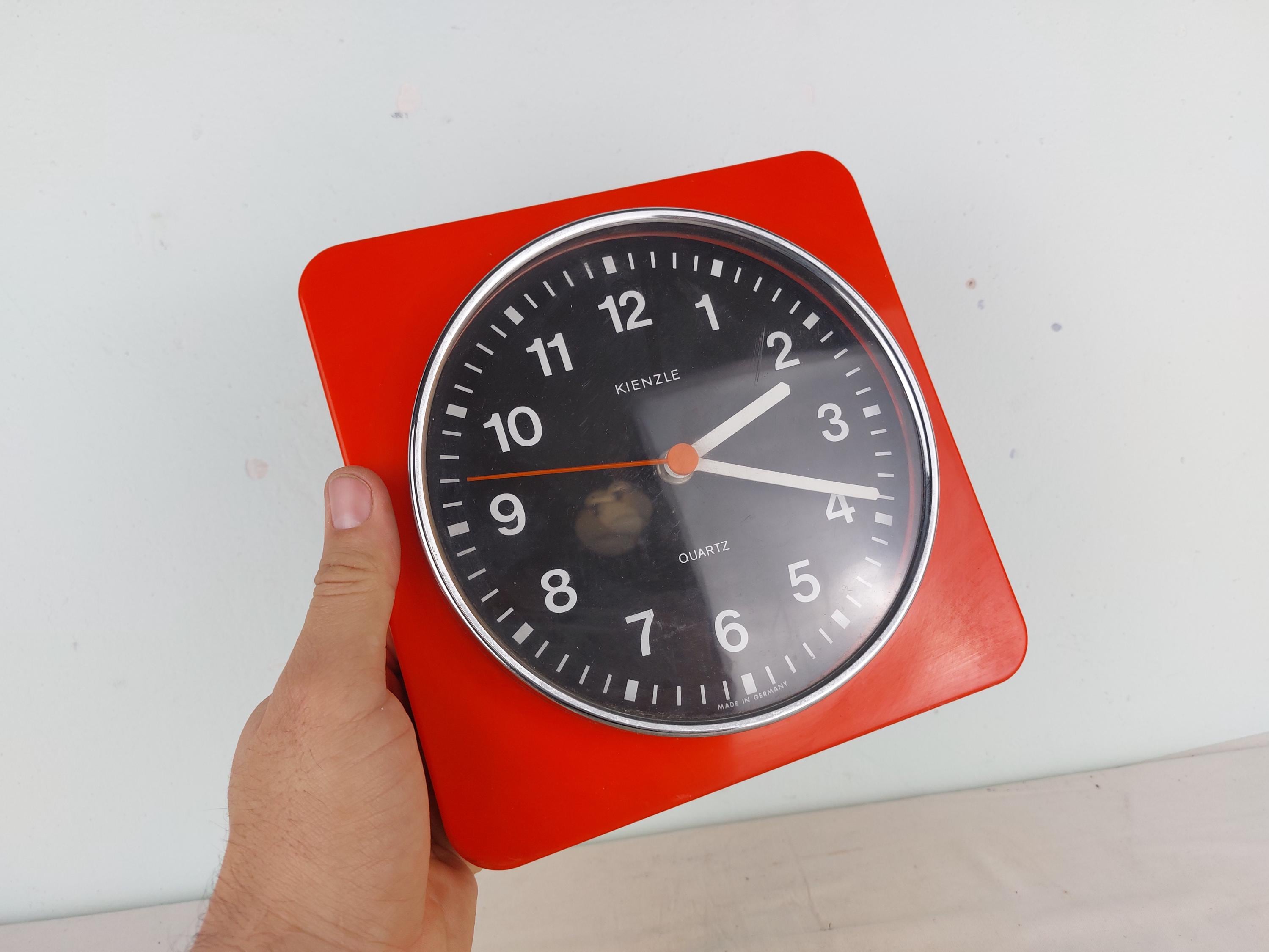 Kienzle Clock, Orange Clock, Plastic Clock, Wall Clock, Retro