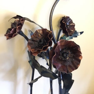 Hand Made Forged Copper Poppy Flower, Rememberance Day Poppy, Iron Poppy, Poppy Sculpture, Poppy Art, Flower Display, Poppy, Ornamental