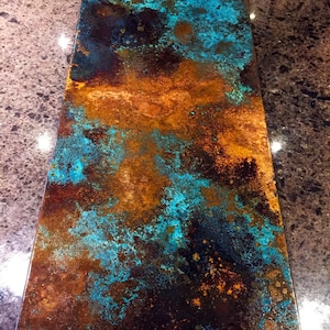 Copper Patina Wall Art, Turquoise, Bronze, Vert De Gris, Splash-back, Luxurious, Nebula