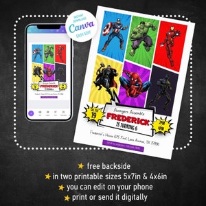 Printable Birthday Invitation | birthday invite | editable invitation | kids birthday invite, Instant Download | avengers birthday template
