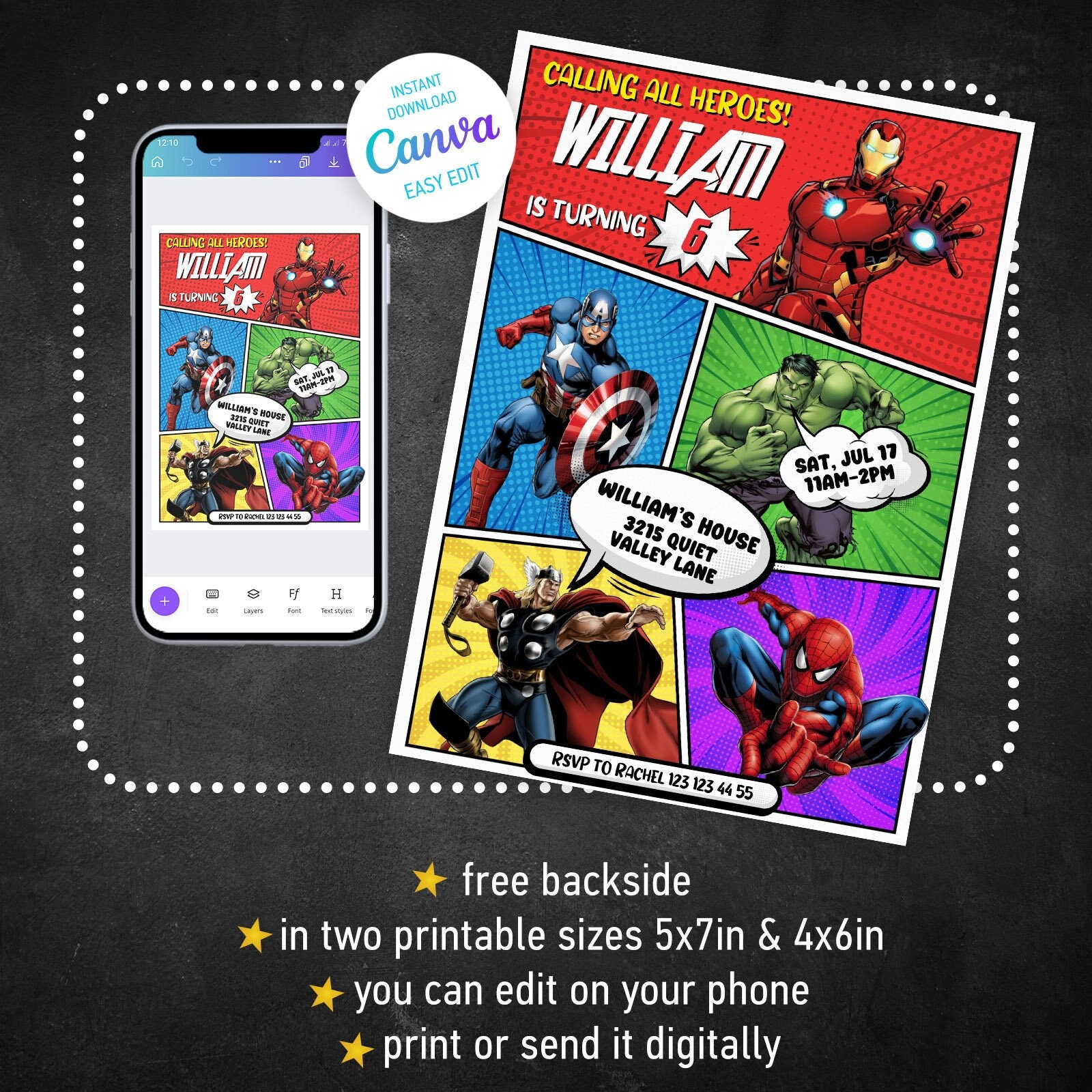 Printable Birthday Invitation Birthday Invite Editable Invitation Kids ...
