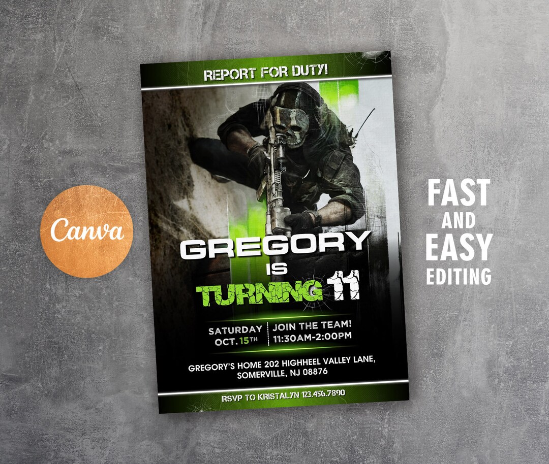 Gamer Birthday Invitation, Printable Editable Invite, Video Game Party ...