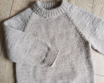 Suéter de punto a mano para niños pequeños, suéter de jersey de punto, suéter de punto para niños, suéter de niño tejido a mano, suéter de niña