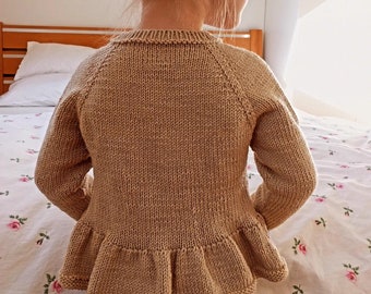 Girl hand knitted Sweater, peplum knitted girl sweater, Knitted Pullover, Children knitted sweater knitted peplum style knitted girl sweater